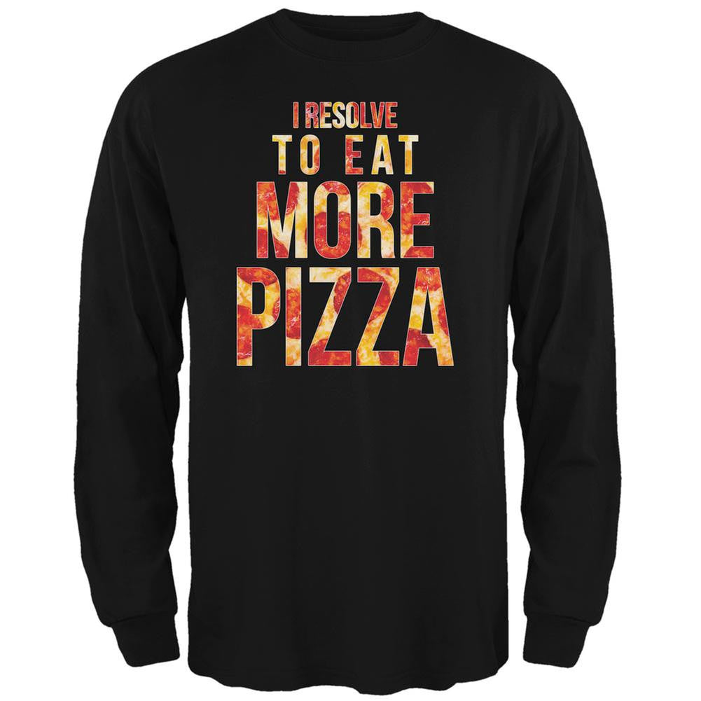 New Years Eat More Pizza Black Adult Long Sleeve T-Shirt Men's Long Sleeves Old Glory 2XL Black 