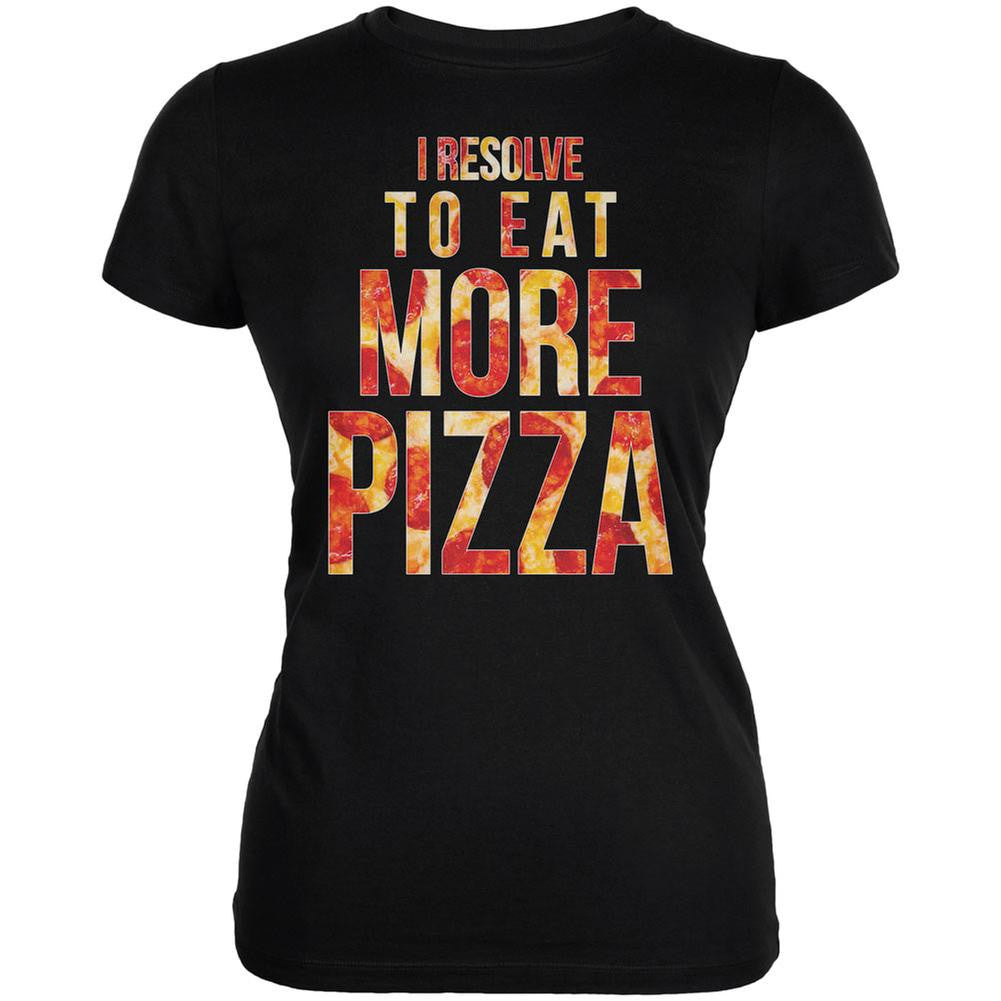 New Years Eat More Pizza Black Juniors Soft T-Shirt Juniors T-Shirts Old Glory 2XL Black 