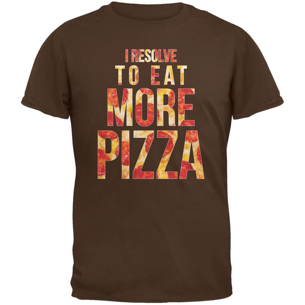 New Years Eat More Pizza Brown Adult T-Shirt Men's T-Shirts Old Glory 2XL Brown 