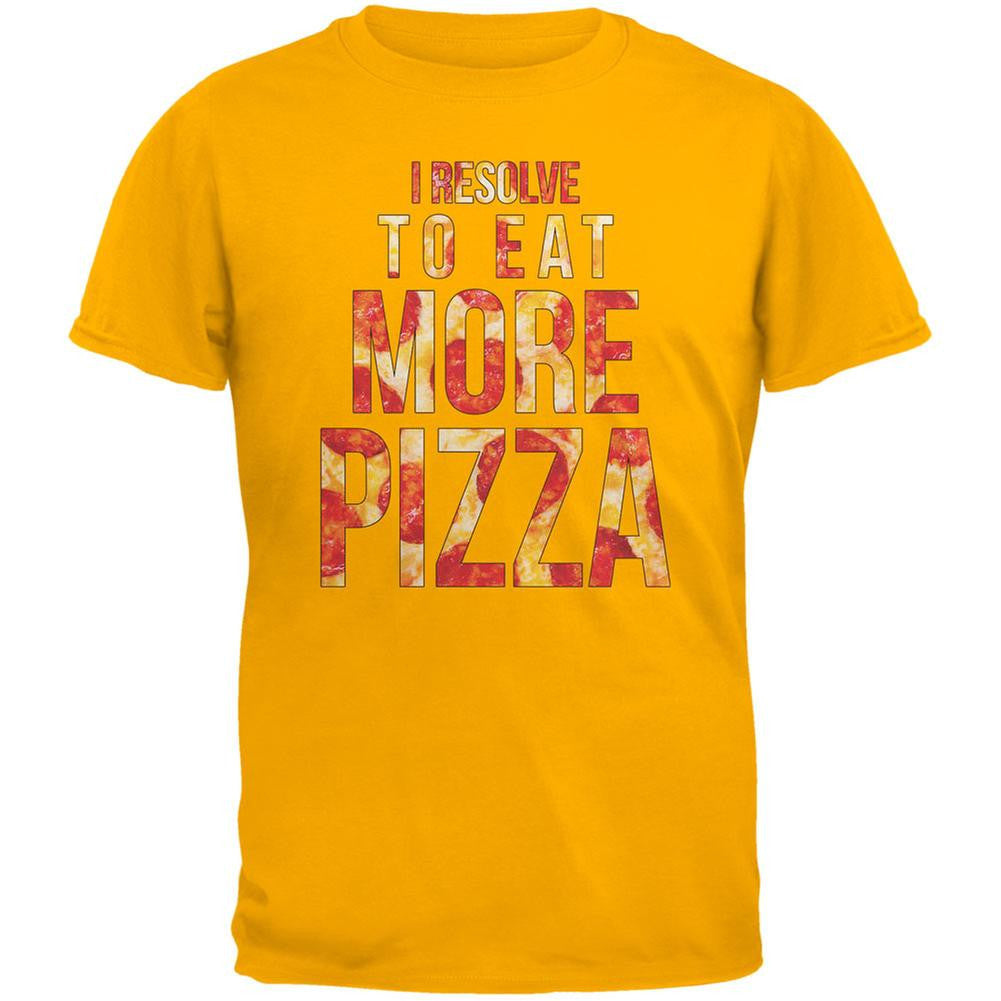New Years Eat More Pizza Gold Adult T-Shirt Men's T-Shirts Old Glory 2XL Yellow 
