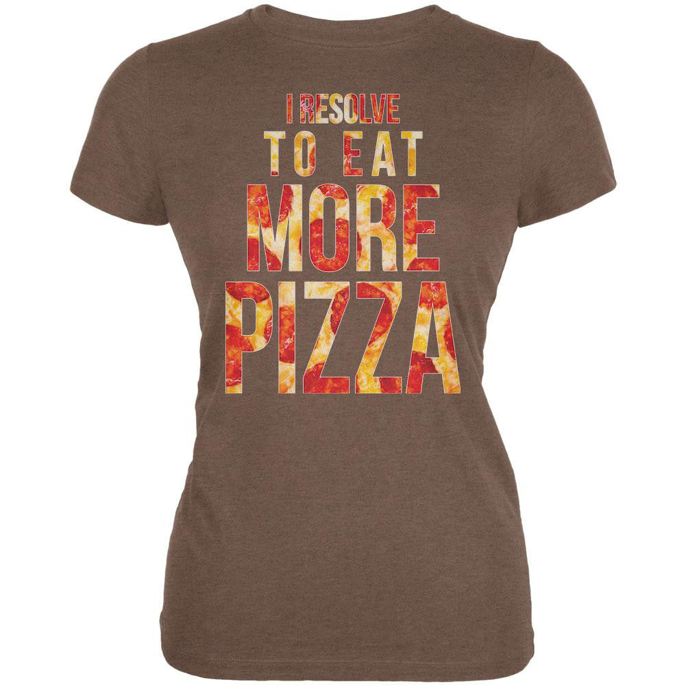 New Years Eat More Pizza Heather Brown Juniors Soft T-Shirt Juniors T-Shirts Old Glory 2XL Brown 