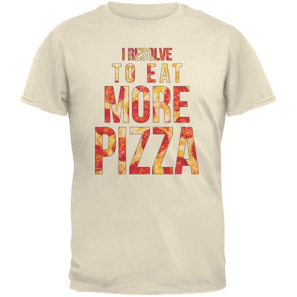 New Years Eat More Pizza Natural Adult T-Shirt Men's T-Shirts Old Glory 2XL Beige 