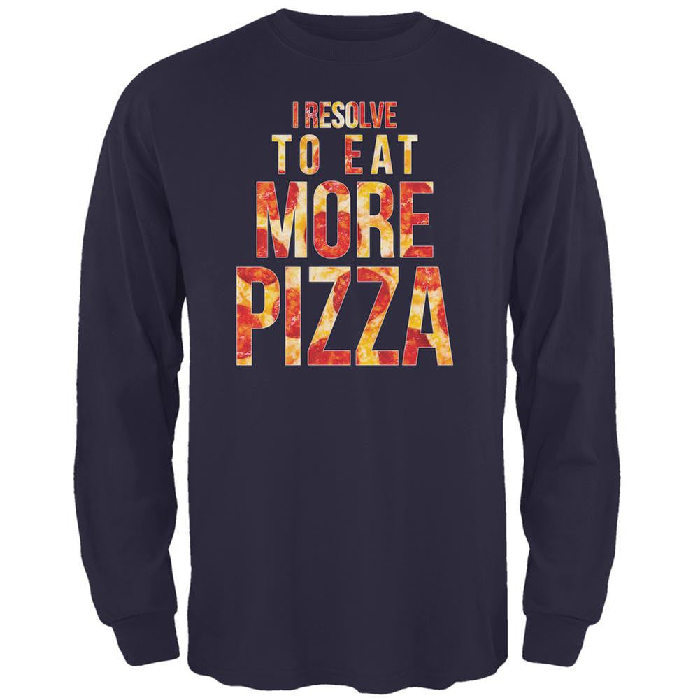 New Years Eat More Pizza Navy Adult Long Sleeve T-Shirt Men's Long Sleeves Old Glory 2XL Blue 