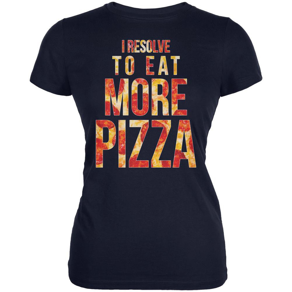 New Years Eat More Pizza Navy Juniors Soft T-Shirt Juniors T-Shirts Old Glory 2XL Blue 