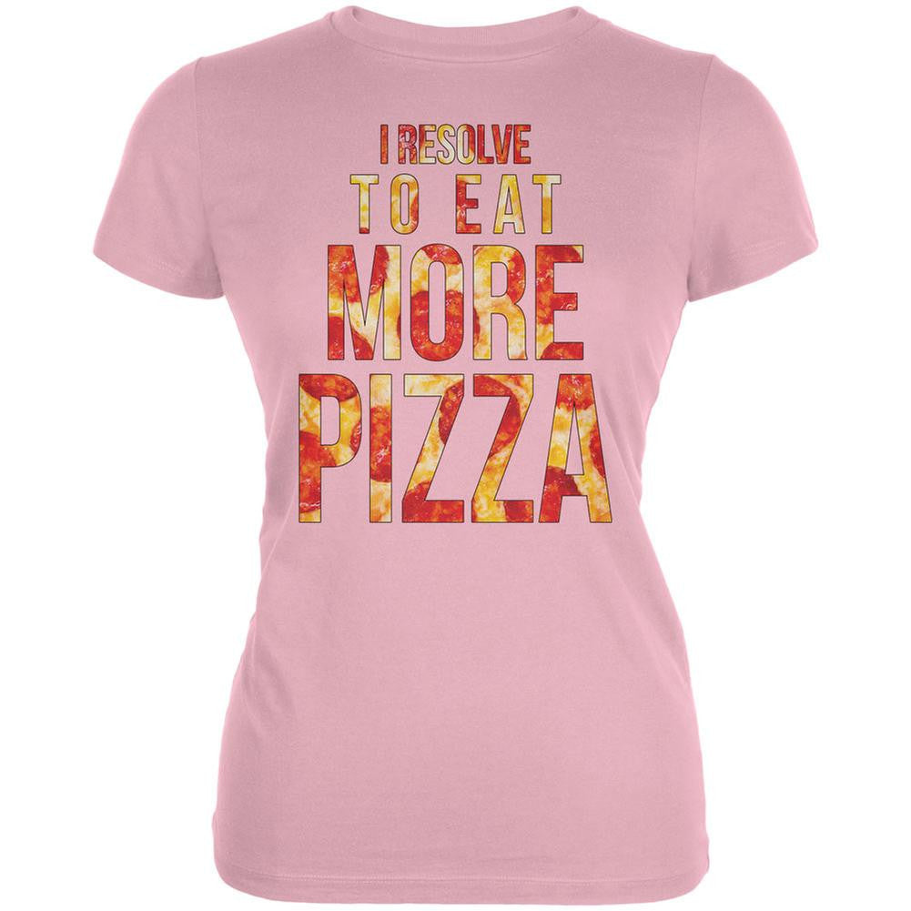 New Years Eat More Pizza Pink Juniors Soft T-Shirt Juniors T-Shirts Old Glory 2XL Pink 