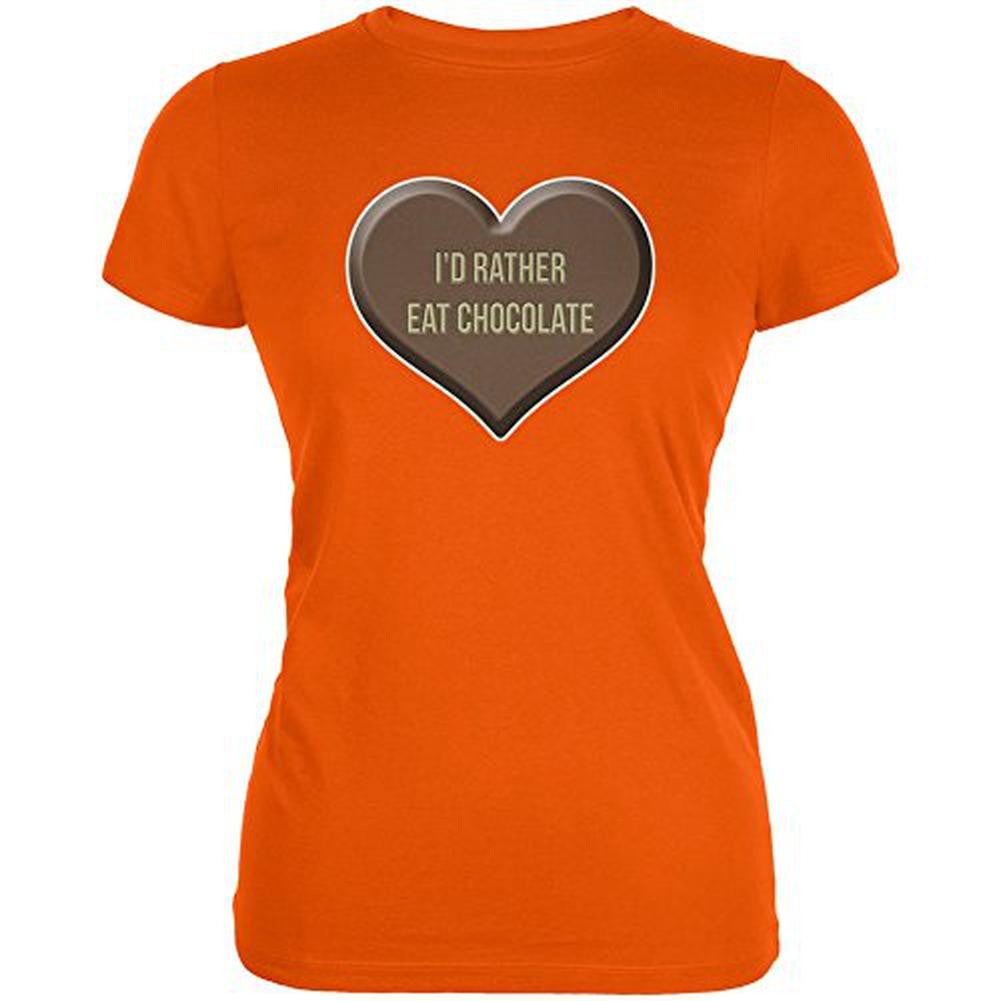 I'd Rather Eat Chocolate Orange Juniors Soft T-Shirt Juniors T-Shirts Old Glory 2XL Orange 