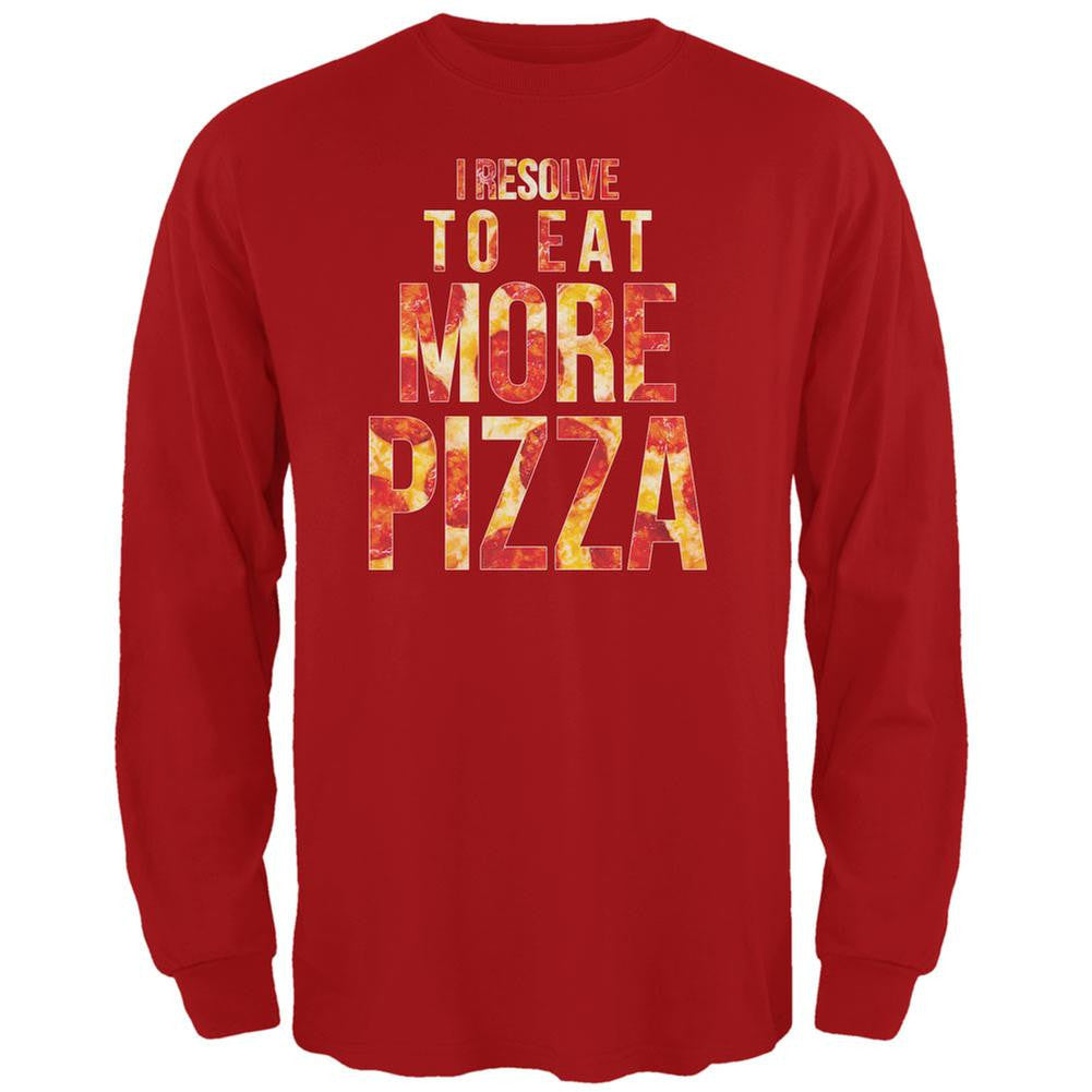 New Years Eat More Pizza Red Adult Long Sleeve T-Shirt Men's Long Sleeves Old Glory 2XL Red 