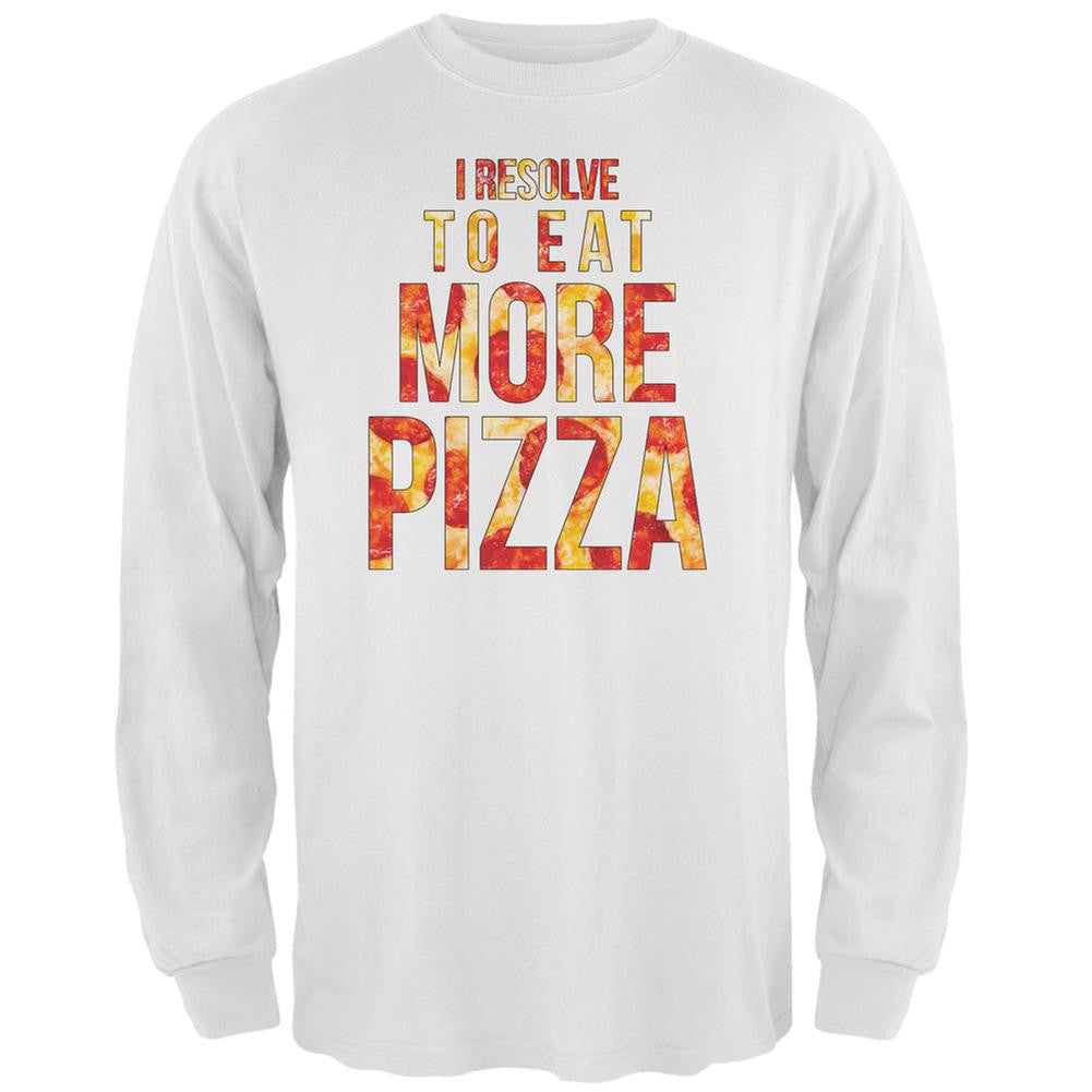 New Years Eat More Pizza White Adult Long Sleeve T-Shirt Men's Long Sleeves Old Glory 2XL White 