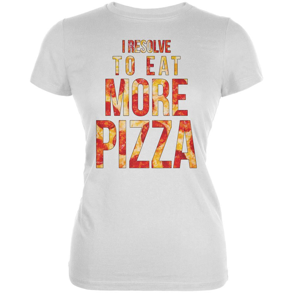 New Years Eat More Pizza White Juniors Soft T-Shirt Juniors T-Shirts Old Glory 2XL White 