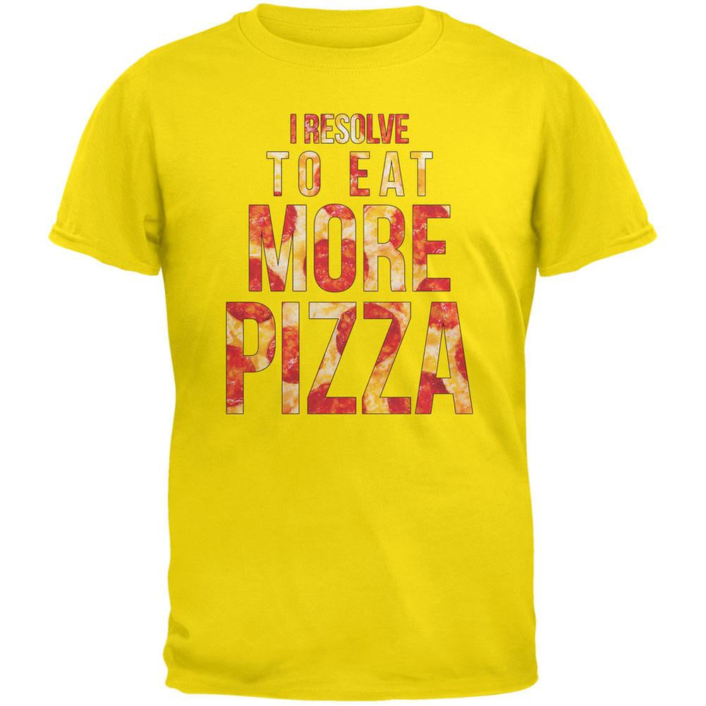 New Years Eat More Pizza Yellow Adult T-Shirt Men's T-Shirts Old Glory 2XL Yellow 