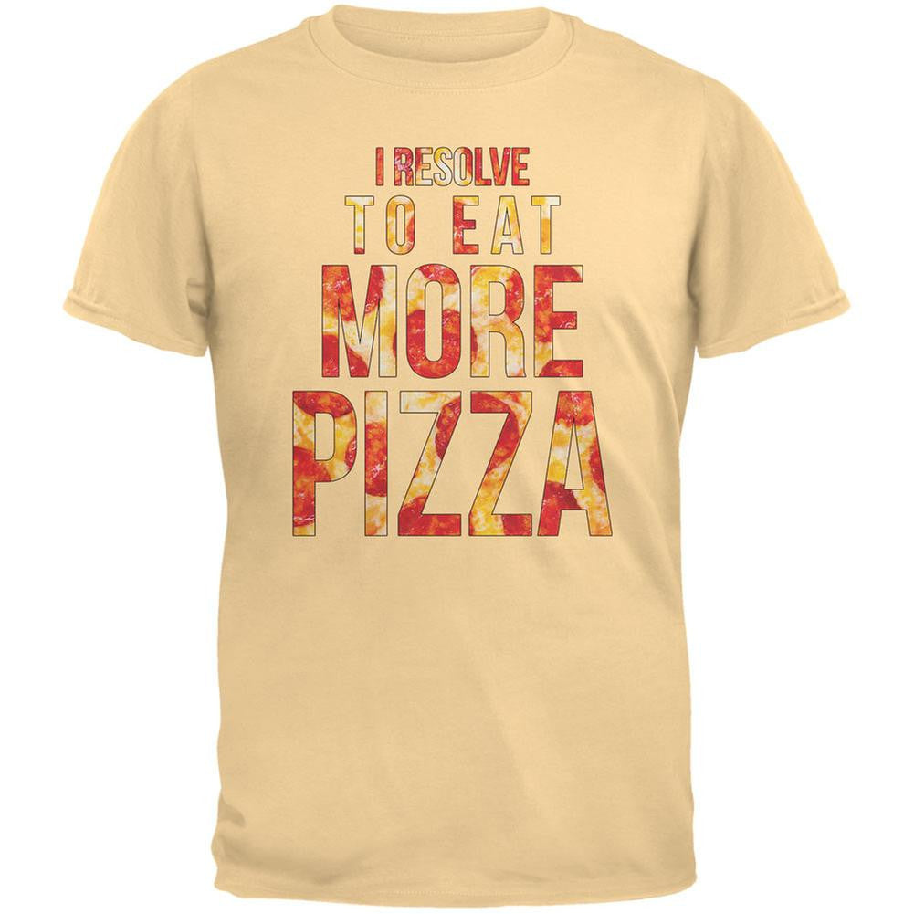 New Years Eat More Pizza Yellow Haze Adult T-Shirt Men's T-Shirts Old Glory LG Yellow 