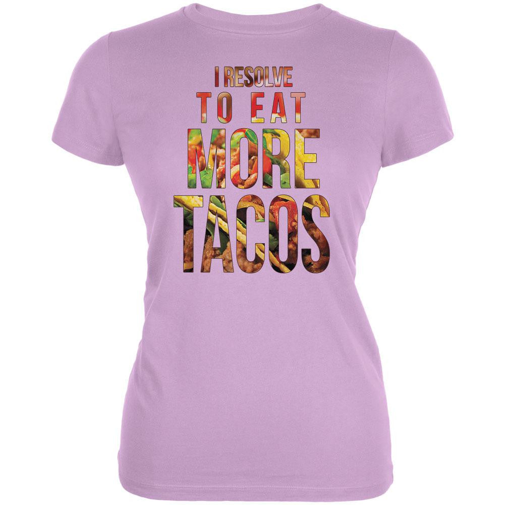 New Years Eat More Tacos Lilac Juniors Soft T-Shirt Juniors T-Shirts Old Glory LG Purple 