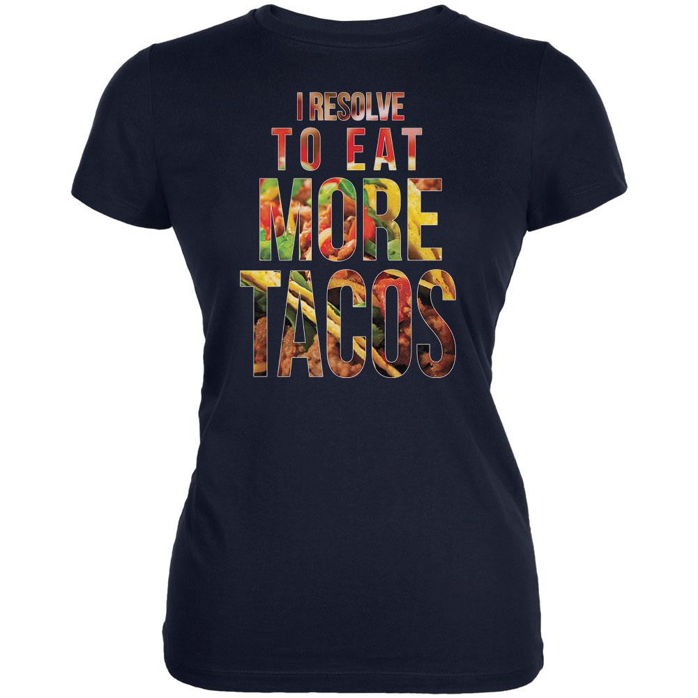 New Years Eat More Tacos Navy Juniors Soft T-Shirt Juniors T-Shirts Old Glory 2XL Blue 