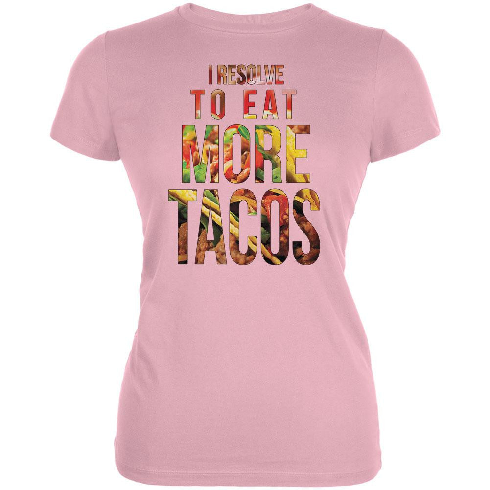 New Years Eat More Tacos Pink Juniors Soft T-Shirt Juniors T-Shirts Old Glory 2XL Pink 