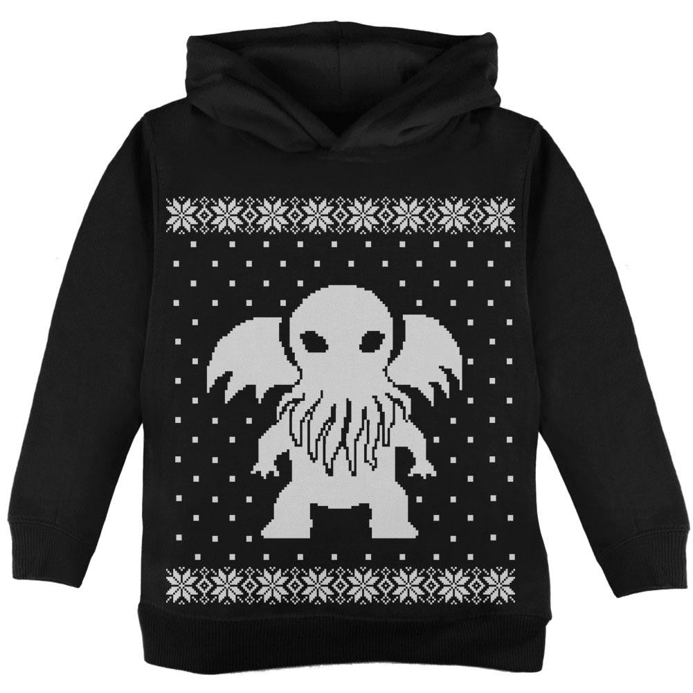 Big Cthulhu Ugly Lovecraft Christmas Sweater Black Toddler Hoodie Toddler Hoodies Old Glory 2T Black 