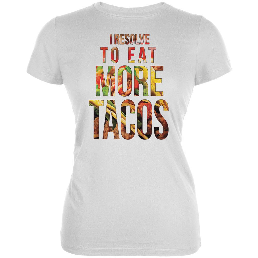 New Years Eat More Tacos White Juniors Soft T-Shirt Juniors T-Shirts Old Glory 2XL White 