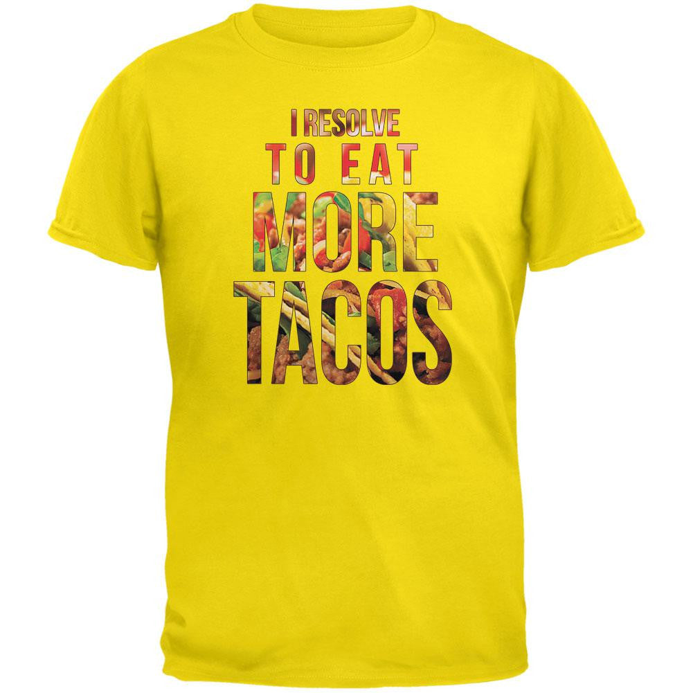 New Years Eat More Tacos Yellow Adult T-Shirt Men's T-Shirts Old Glory 2XL Yellow 