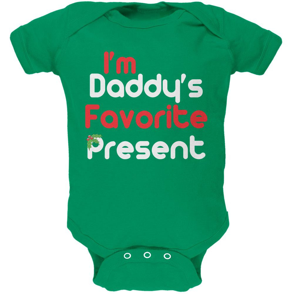 Christmas Daddy's Favorite Present Kelly Green Soft Baby One Piece Baby One Piece Old Glory 0-3M Green 