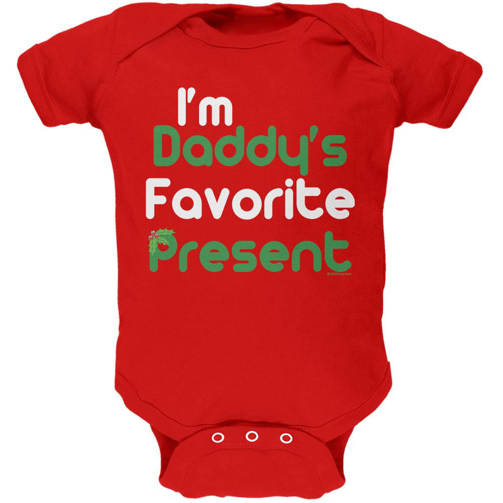 Christmas Daddy's Favorite Present Red Soft Baby One Piece Baby One Piece Old Glory 0-3M Red 