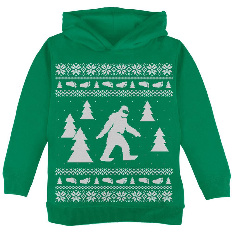 Sasquatch Ugly Christmas Sweater Black Toddler Hoodie Toddler Hoodies Old Glory   