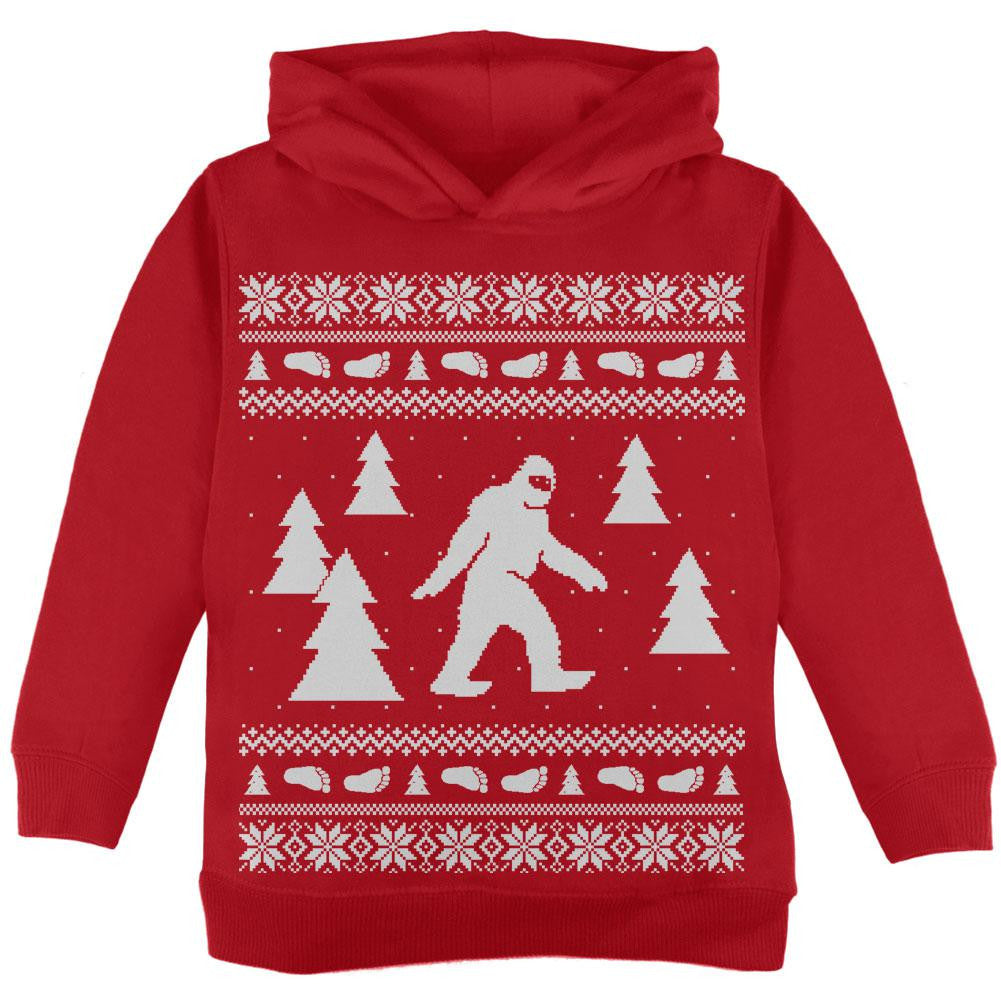 Sasquatch Ugly Christmas Sweater Black Toddler Hoodie Toddler Hoodies Old Glory   