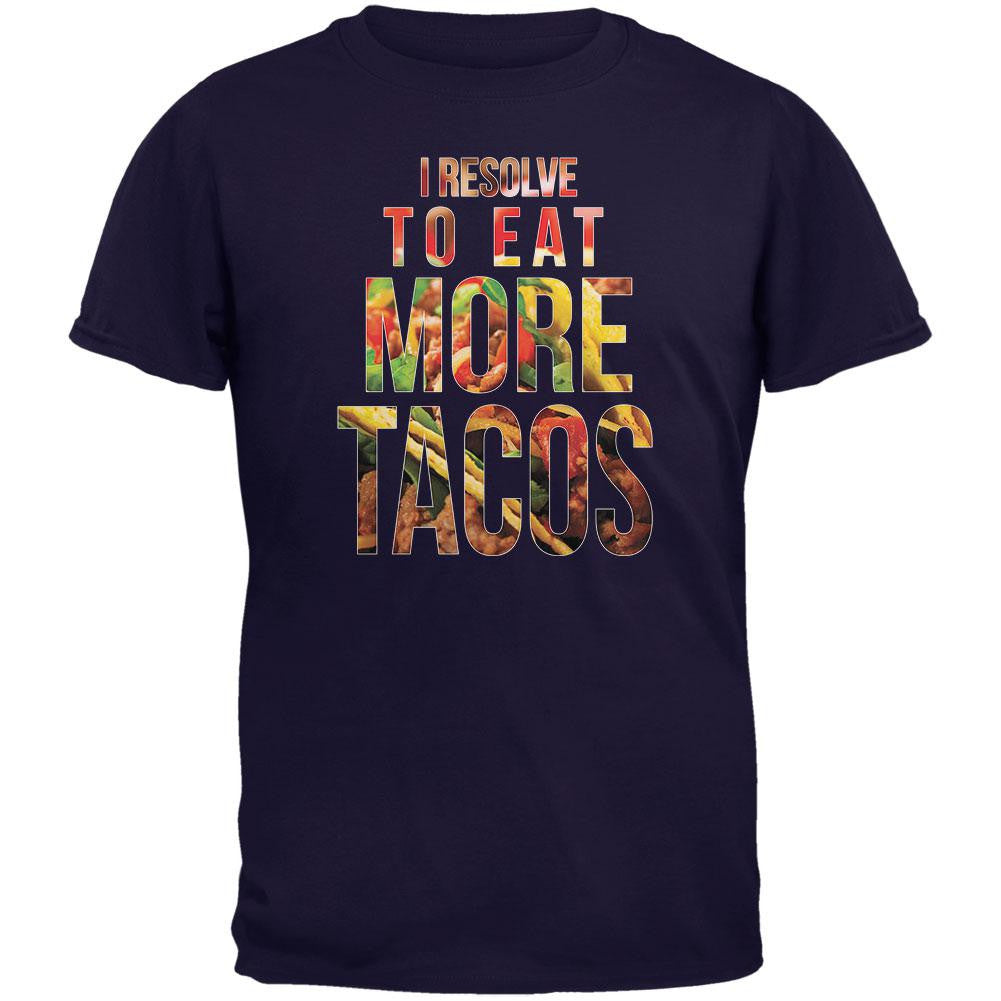 New Years Eat More Tacos Navy Adult T-Shirt Men's T-Shirts Old Glory 2XL Blue 