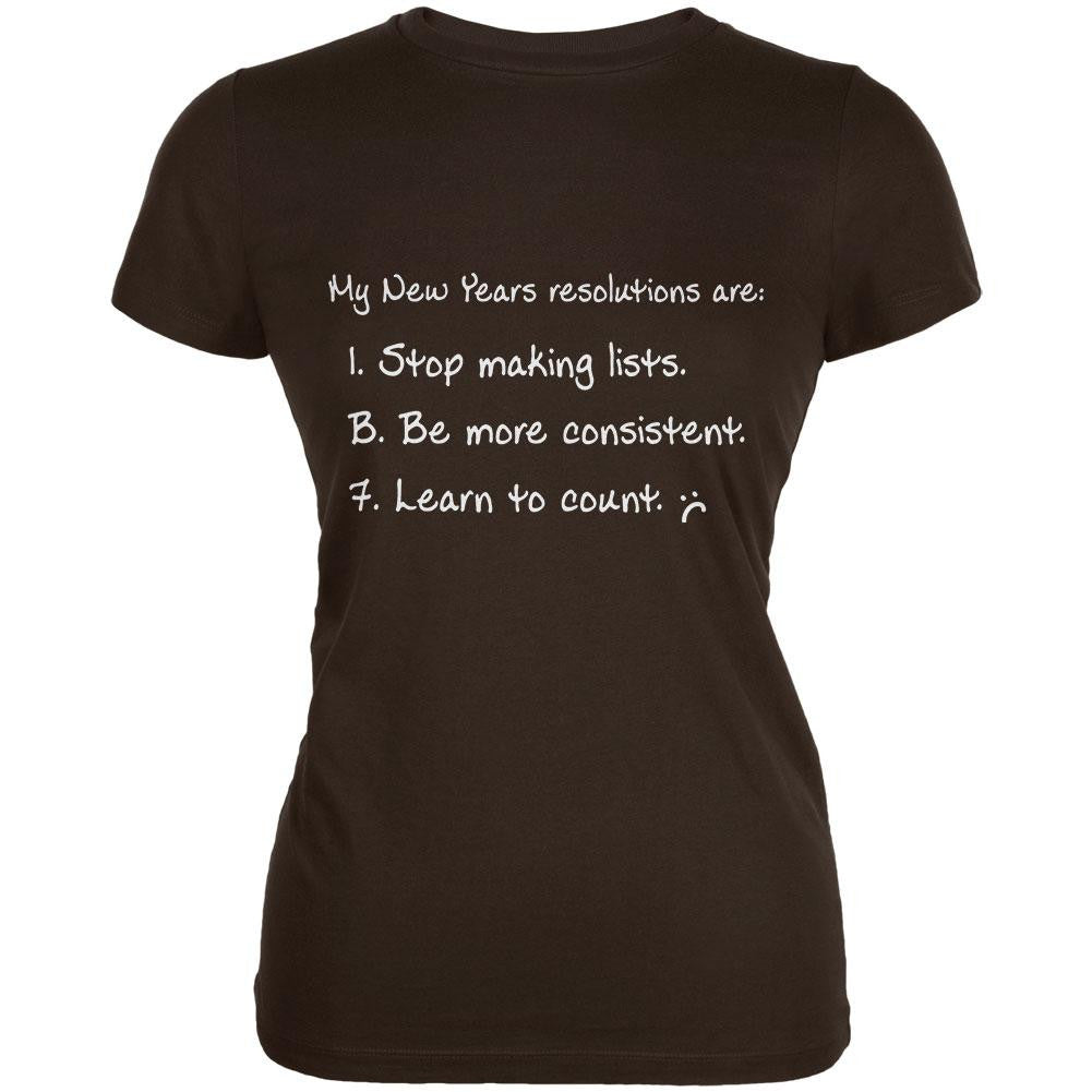 New Years Learn to Count Brown Juniors Soft T-Shirt Juniors T-Shirts Old Glory 2XL Brown 