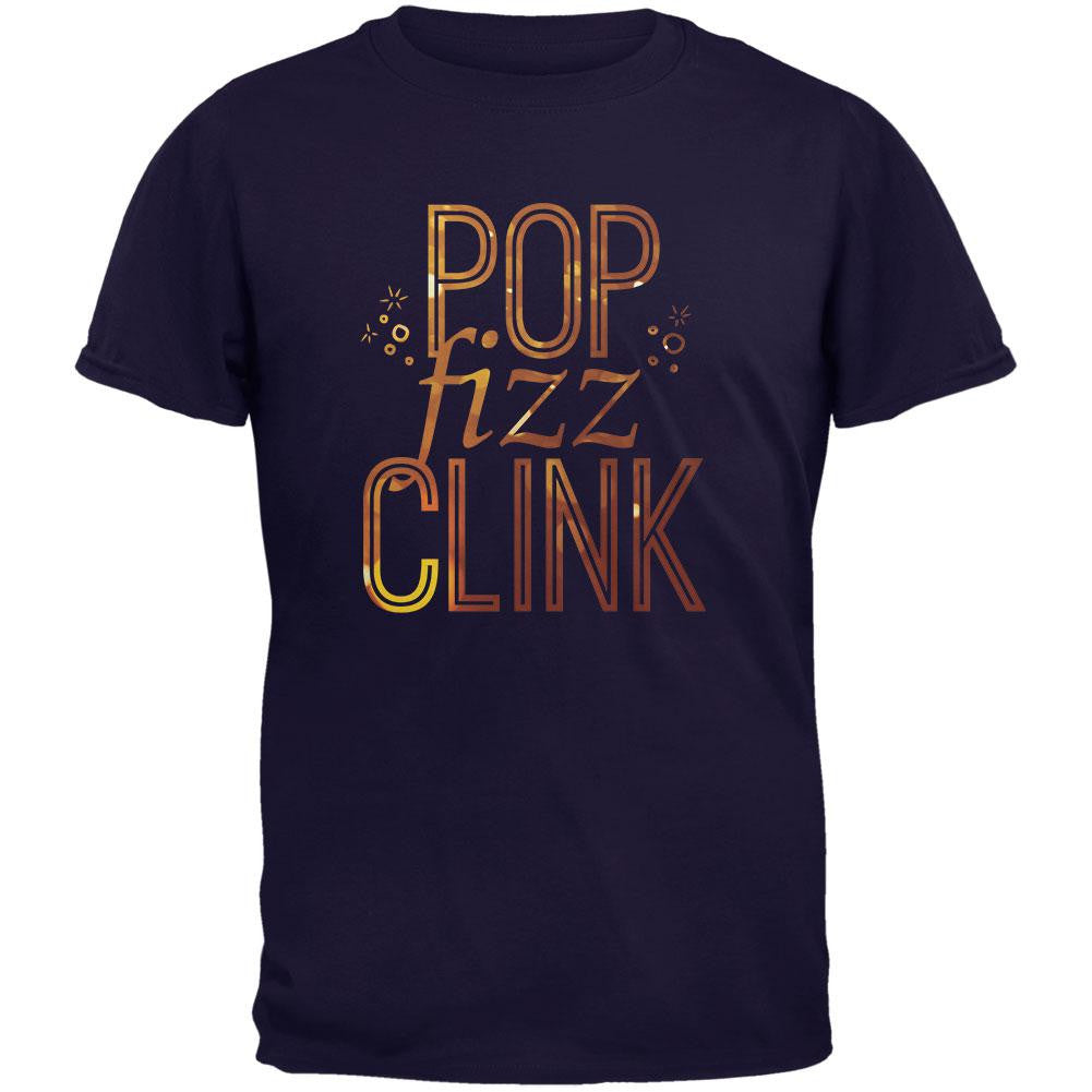 New Years Pop Fizz Clink Navy Adult T-Shirt Men's T-Shirts Old Glory 2XL Blue 