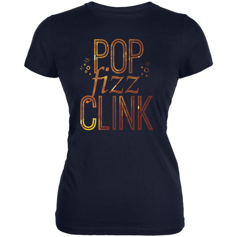 New Years Pop Fizz Clink Navy Juniors Soft T-Shirt Juniors T-Shirts Old Glory 2XL Blue 