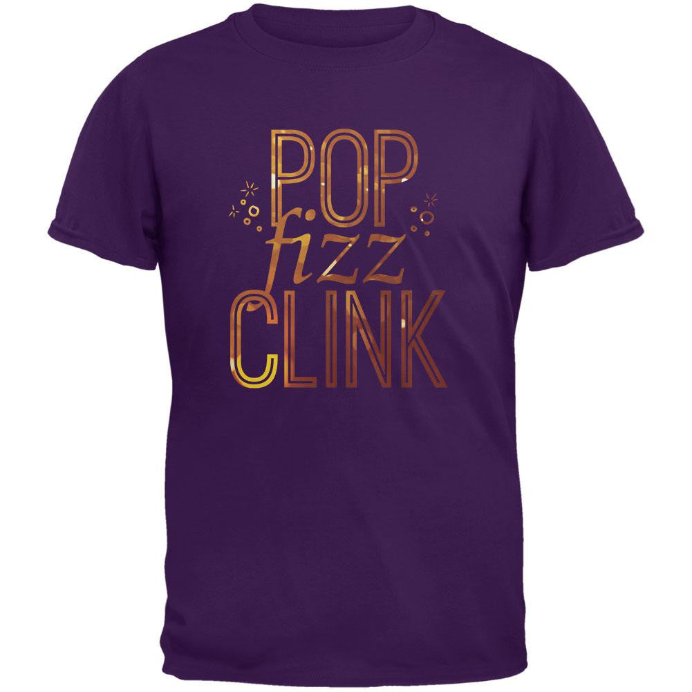 New Years Pop Fizz Clink Purple Adult T-Shirt Men's T-Shirts Old Glory 2XL Purple 