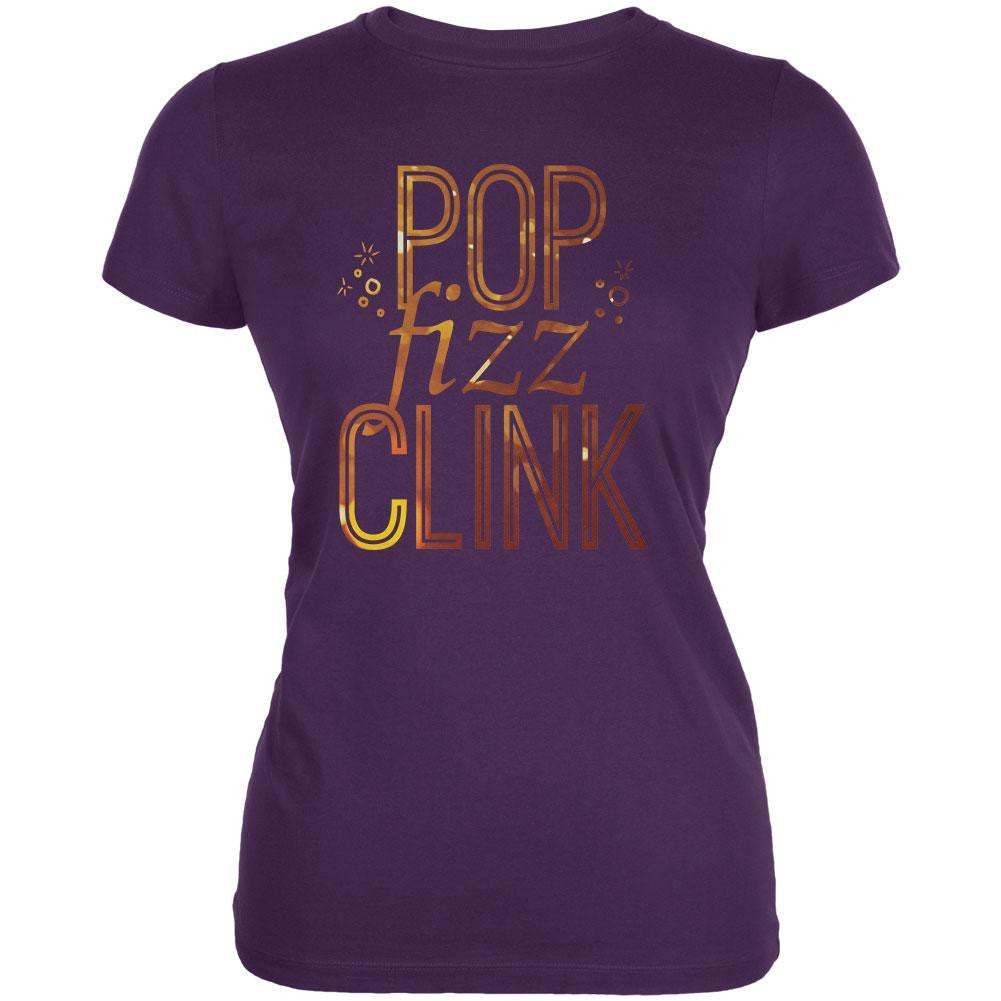 New Years Pop Fizz Clink Purple Juniors Soft T-Shirt Juniors T-Shirts Old Glory 2XL Purple 