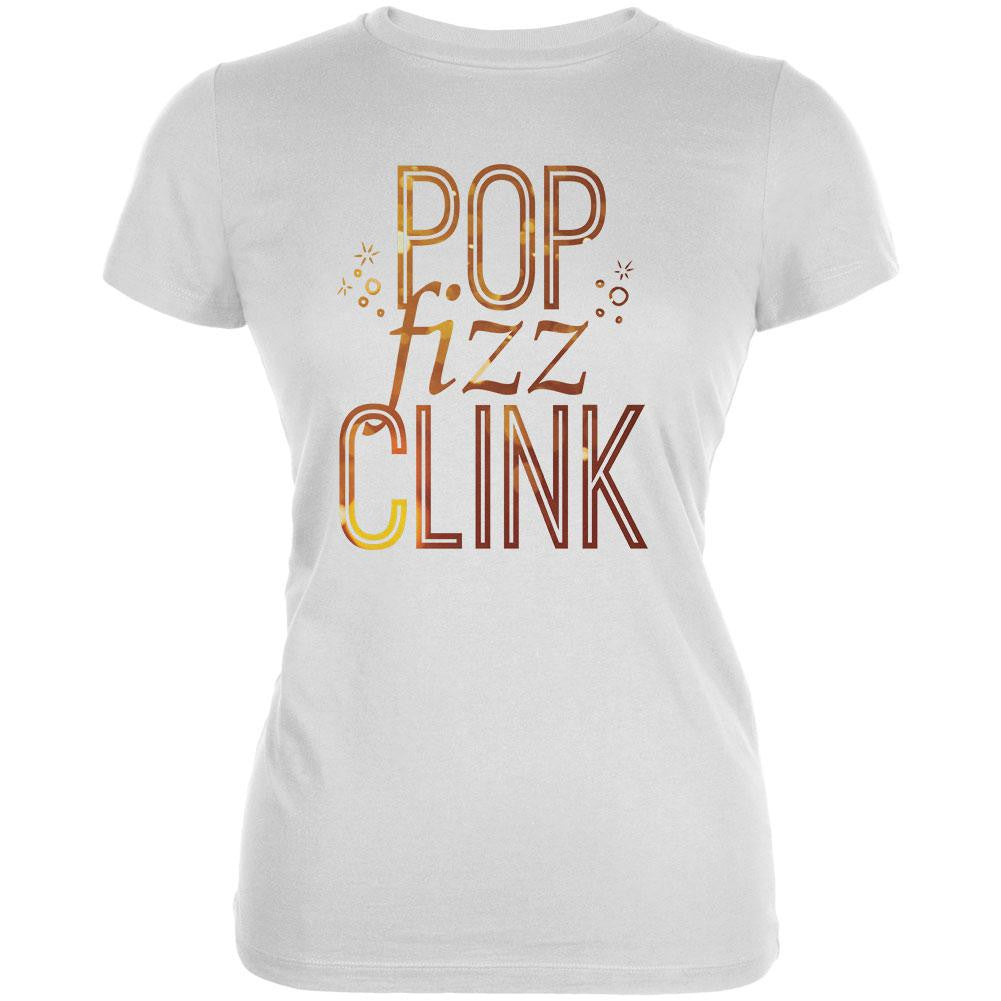 New Years Pop Fizz Clink White Juniors Soft T-Shirt Juniors T-Shirts Old Glory 2XL White 