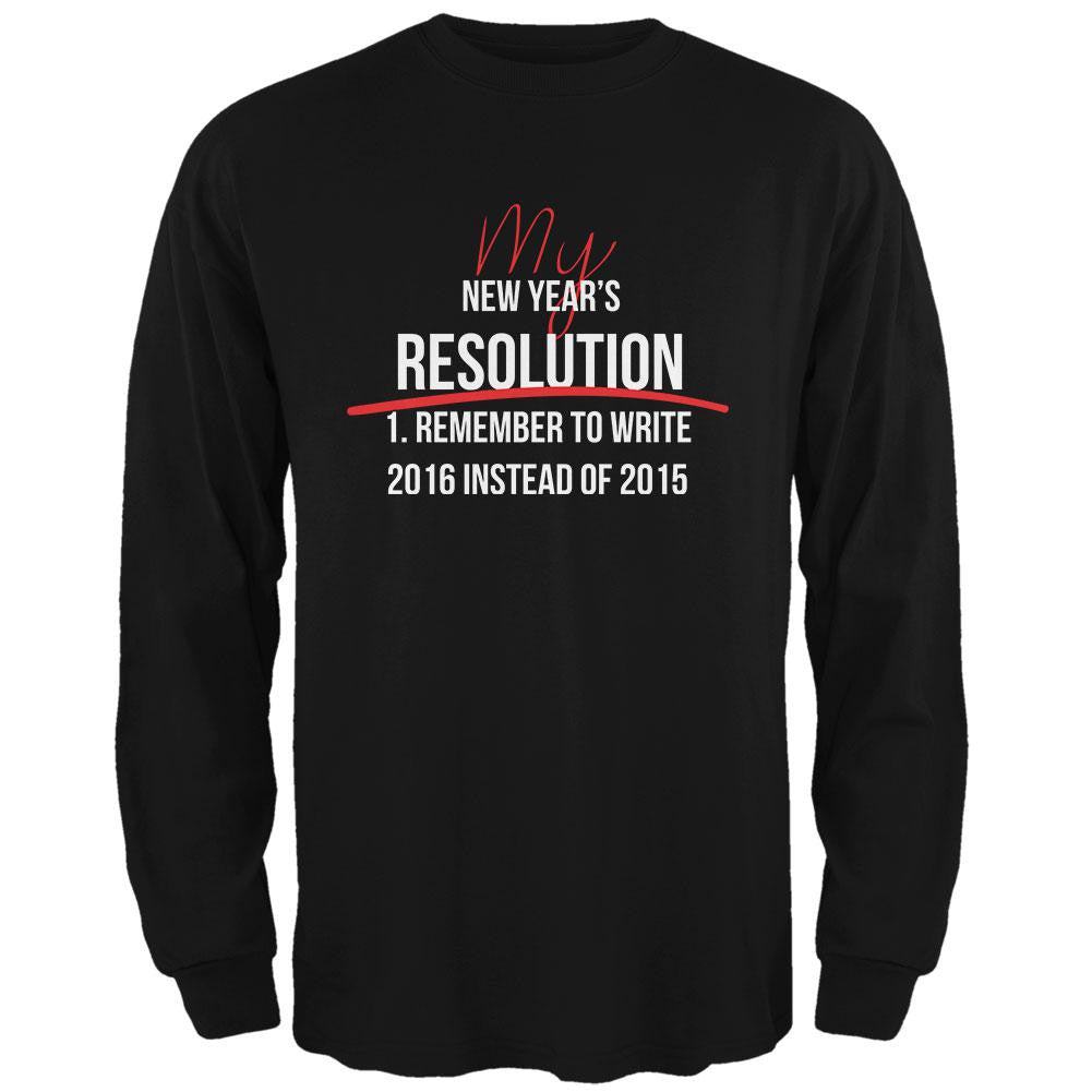 New Years Wrong Date Resolution Black Adult Long Sleeve T-Shirt Men's Long Sleeves Old Glory 2XL Black 