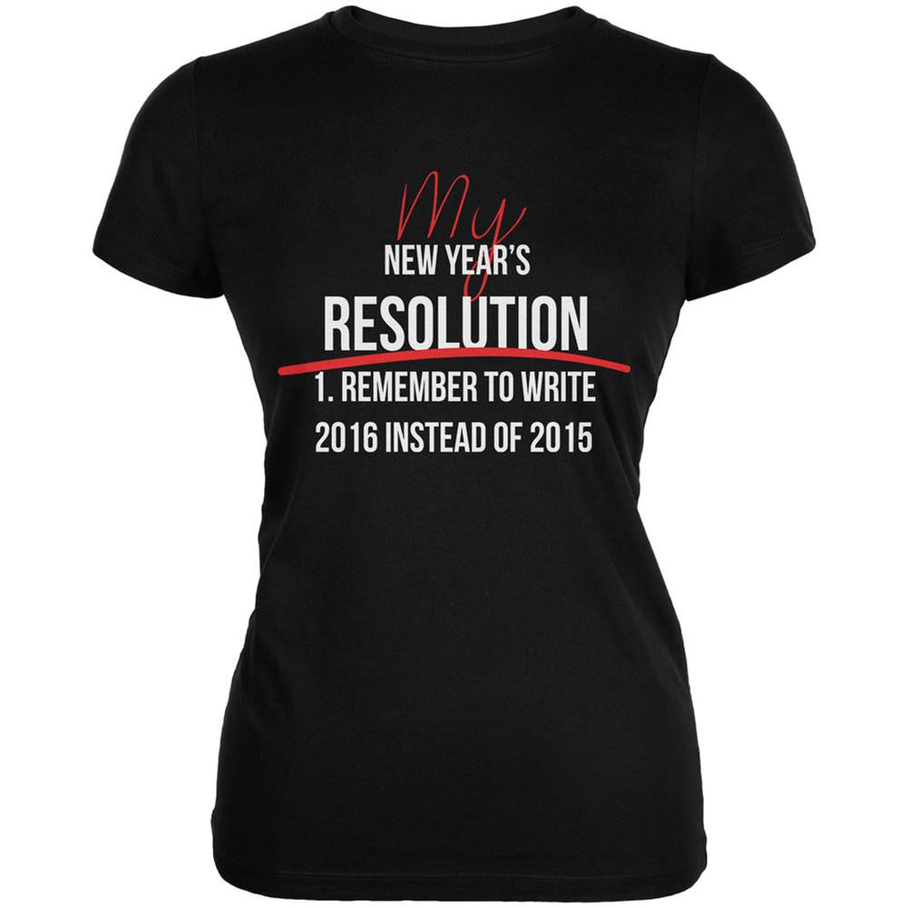 New Years Wrong Date Resolution Black Juniors Soft T-Shirt Juniors T-Shirts Old Glory 2XL Black 