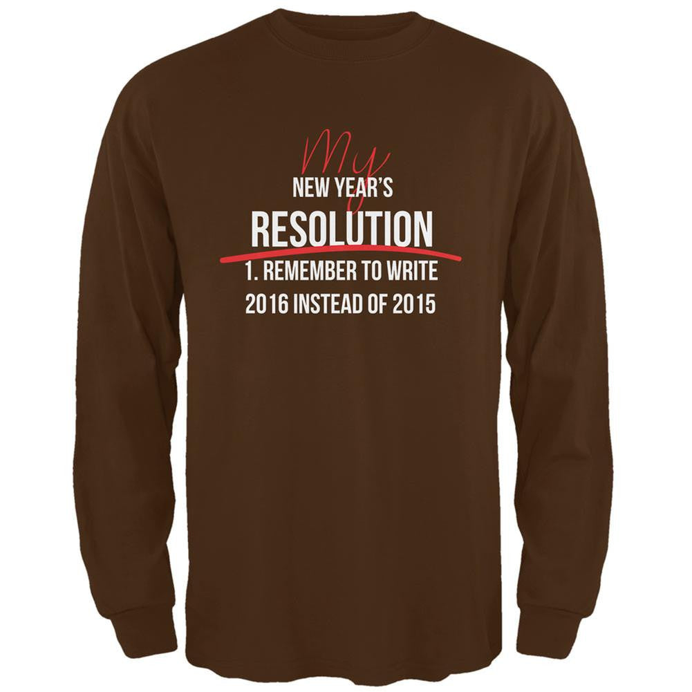 New Years Wrong Date Resolution Brown Adult Long Sleeve T-Shirt Men's Long Sleeves Old Glory 2XL Brown 