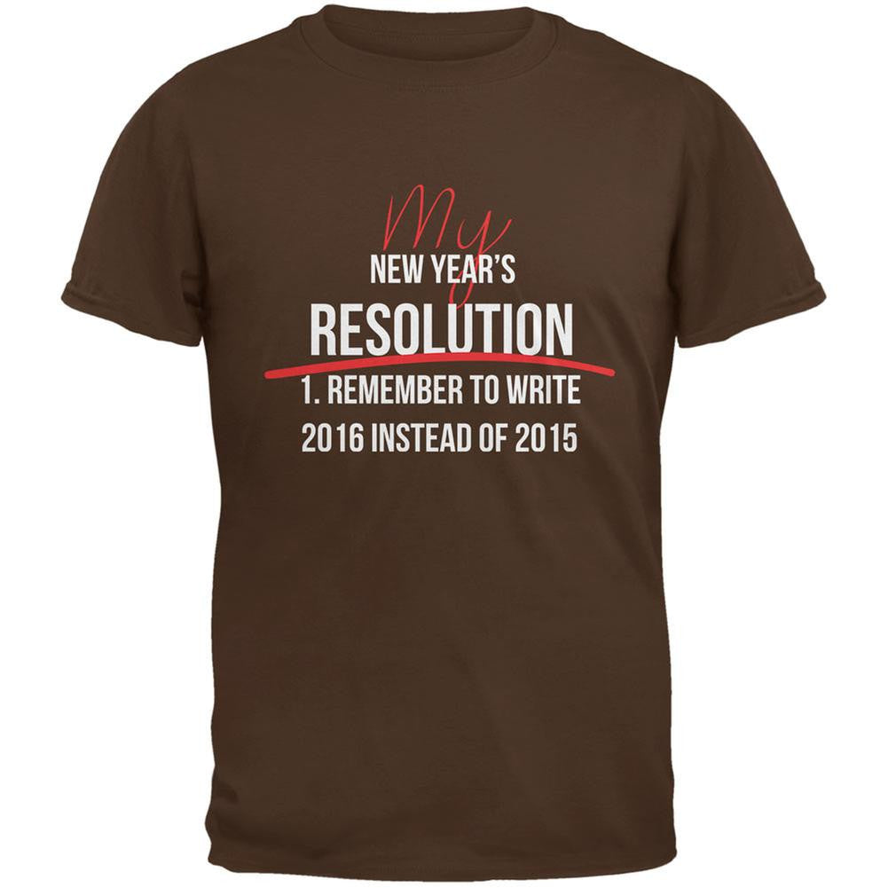 New Years Wrong Date Resolution Brown Adult T-Shirt Men's T-Shirts Old Glory 2XL Brown 