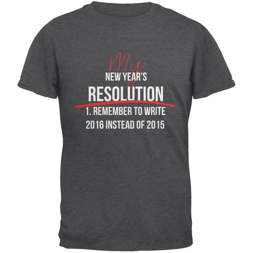 New Years Wrong Date Resolution Dark Heather Adult T-Shirt Men's T-Shirts Old Glory 2XL Grey 