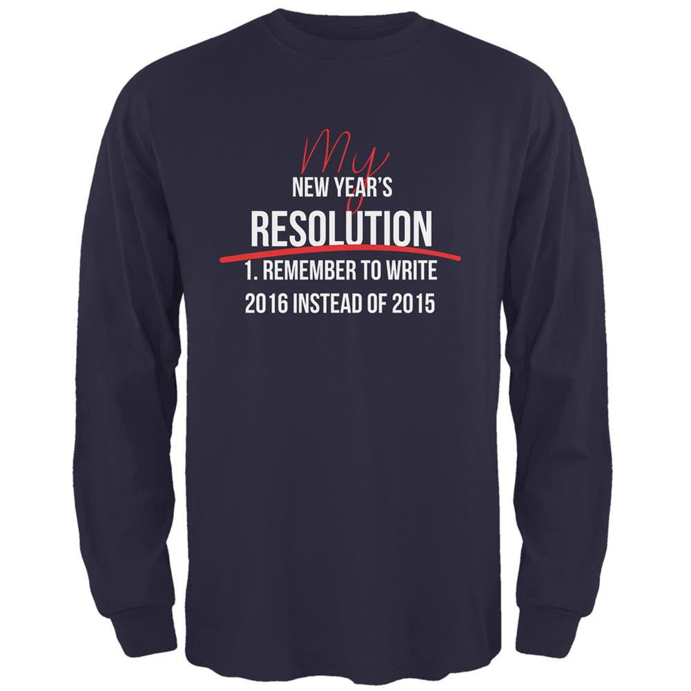 New Years Wrong Date Resolution Navy Adult Long Sleeve T-Shirt Men's Long Sleeves Old Glory 2XL Blue 