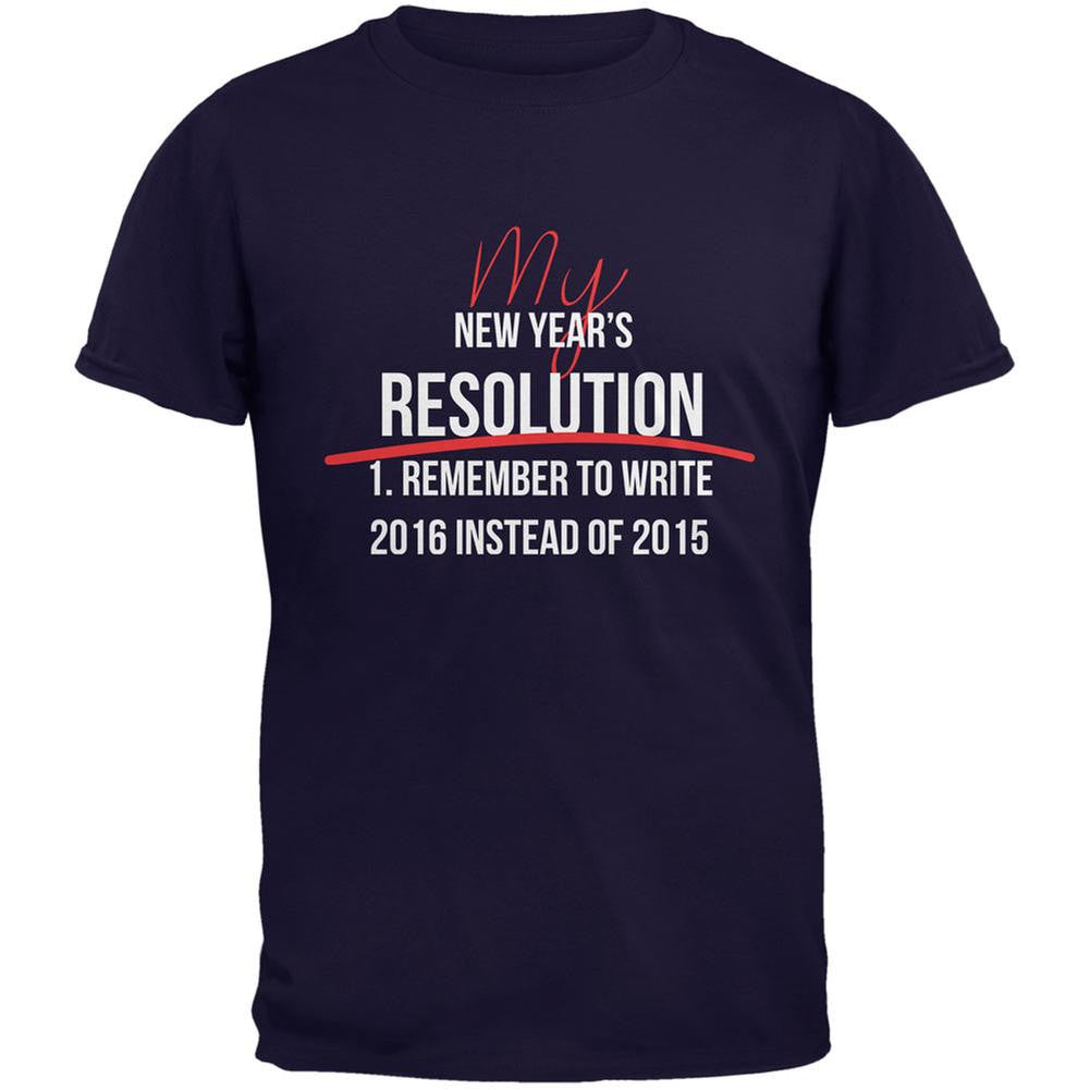 New Years Wrong Date Resolution Navy Adult T-Shirt Men's T-Shirts Old Glory 2XL Blue 