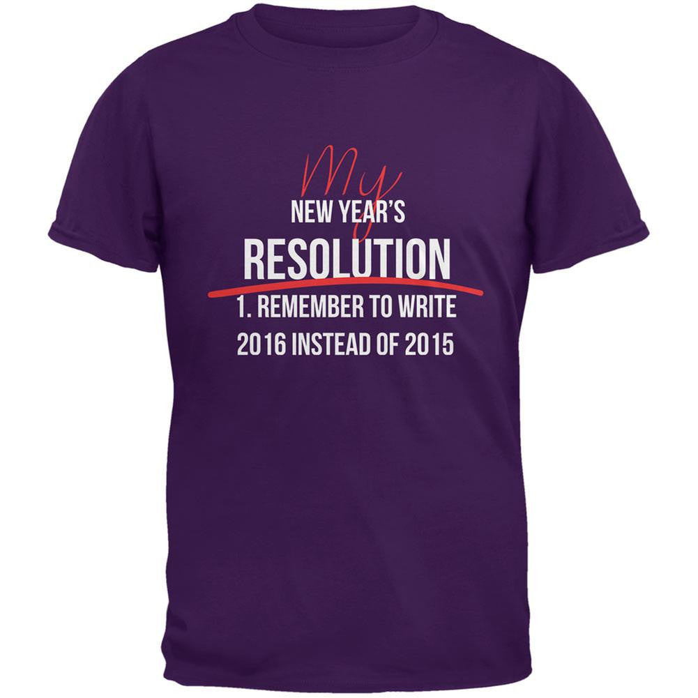 New Years Wrong Date Resolution Purple Adult T-Shirt Men's T-Shirts Old Glory 2XL Purple 