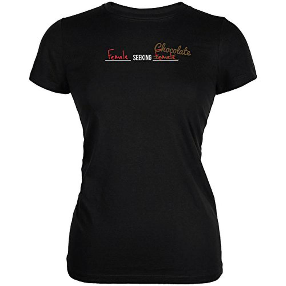 Female Seeking Female Chocolate Black Juniors Soft T-Shirt Juniors T-Shirts Old Glory 2XL Black 