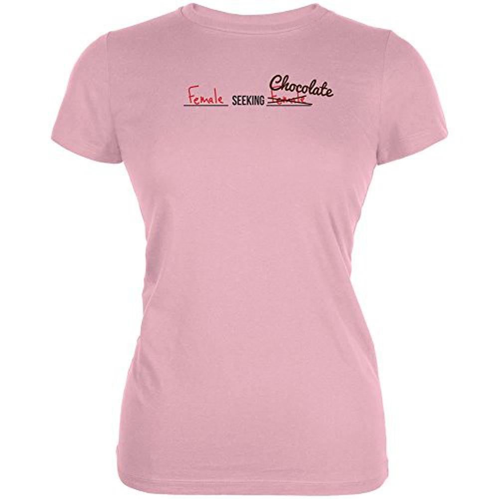 Female Seeking Female Chocolate Pink Juniors Soft T-Shirt Juniors T-Shirts Old Glory 2XL Pink 