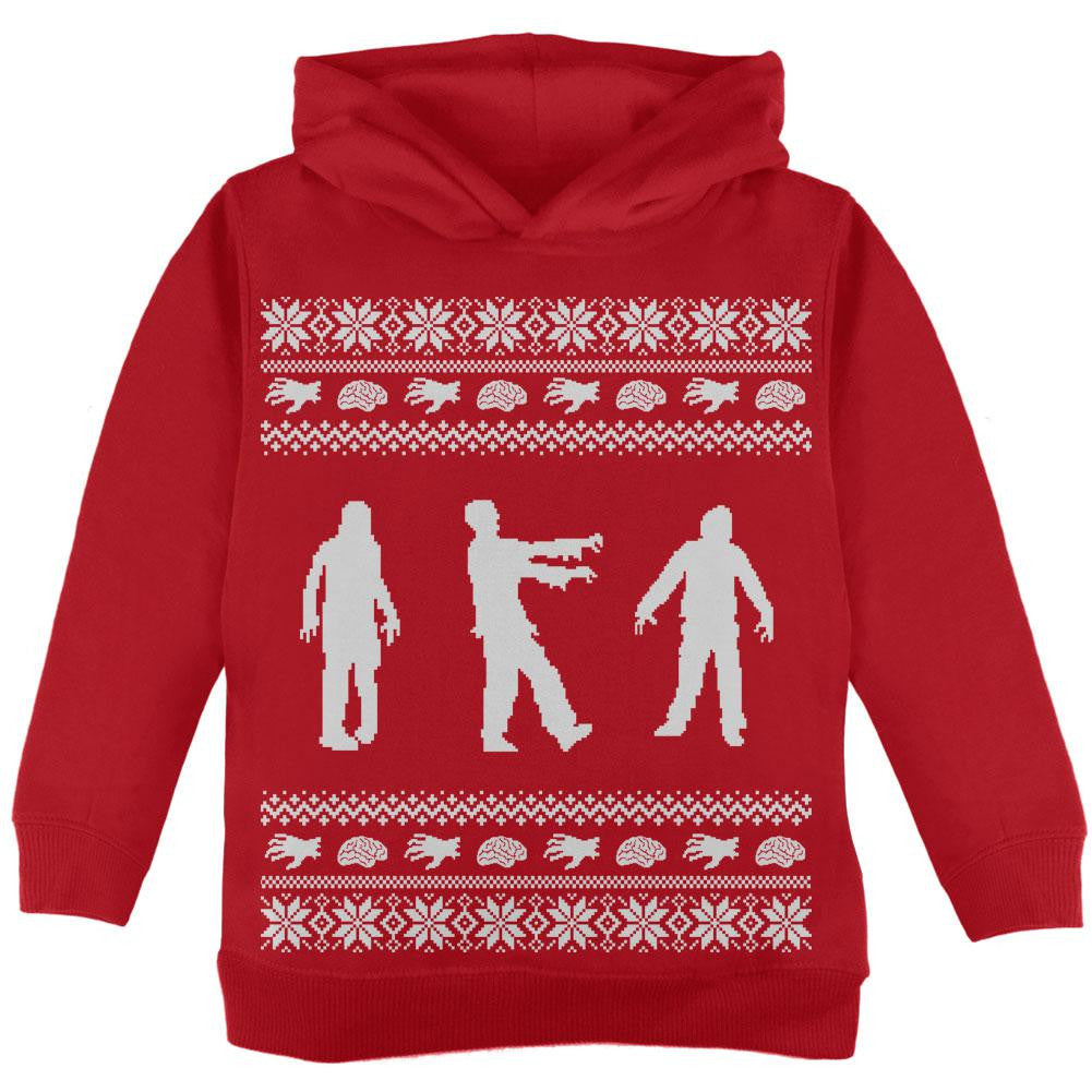 Zombie Ugly Christmas Sweater Black Toddler Hoodie Toddler Hoodies Old Glory   