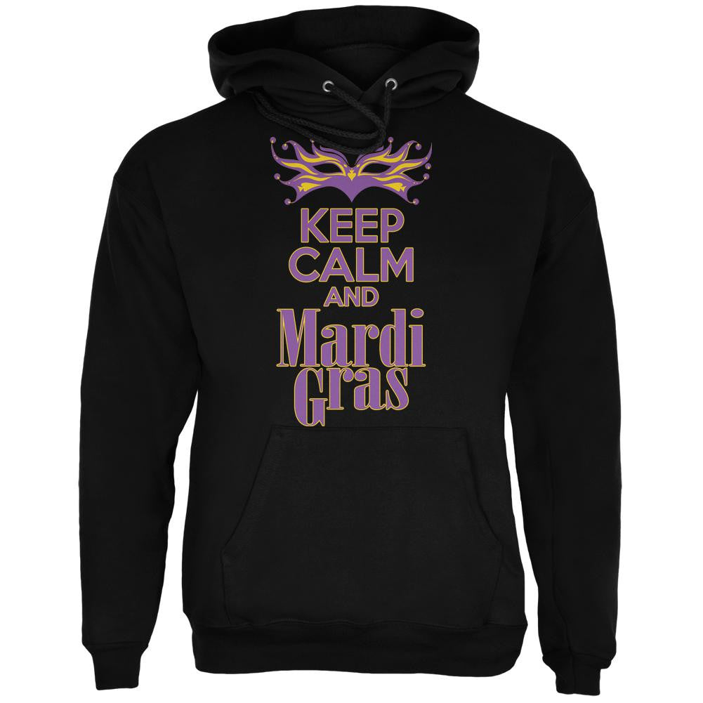 Mardi Gras Keep Calm Black Adult Hoodie Men's Hoodies Old Glory 2XL Black 