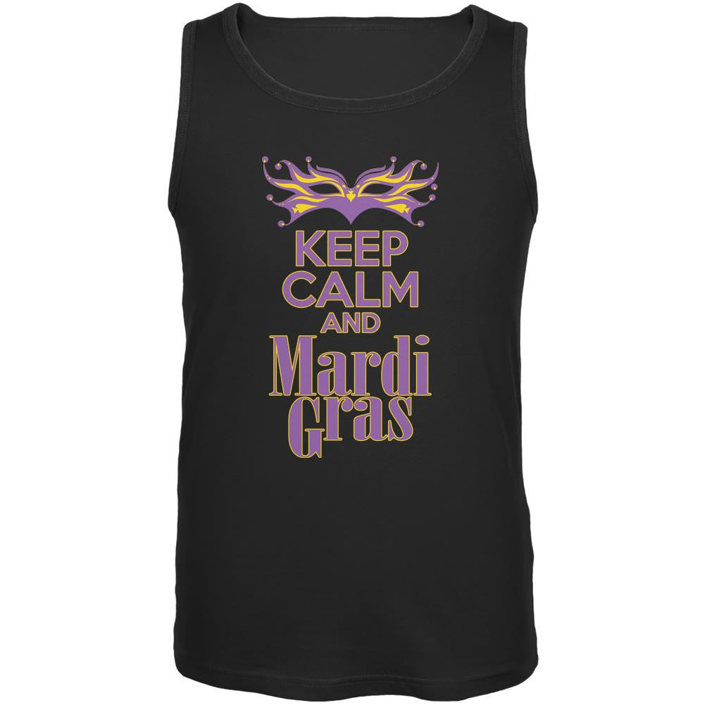 Mardi Gras Keep Calm Black Adult Tank Top Men's Tank Tops Old Glory 2XL Black 