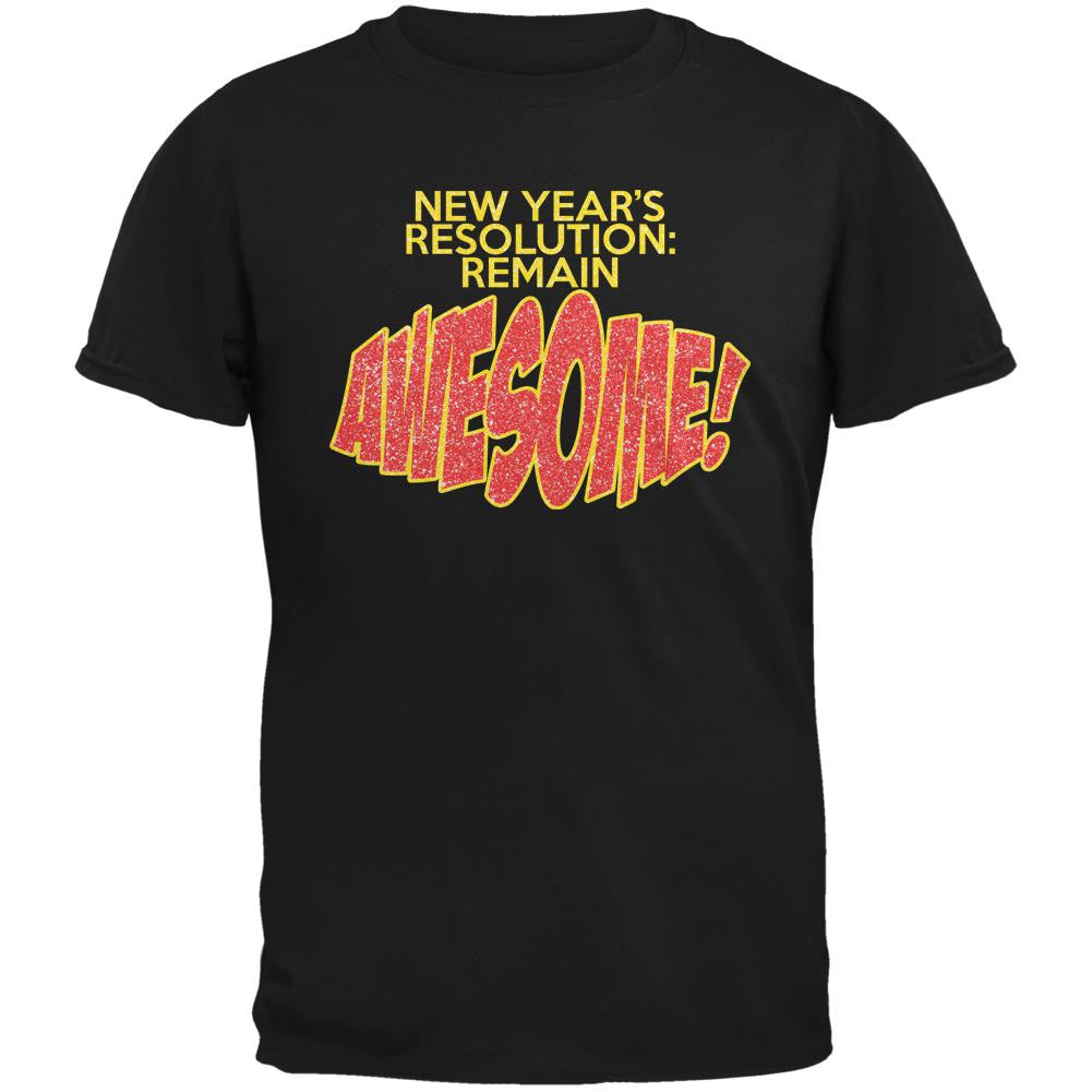 New Years Resolution Remain Awesome Black Youth T-Shirt Youth T-Shirts Old Glory LG Black 