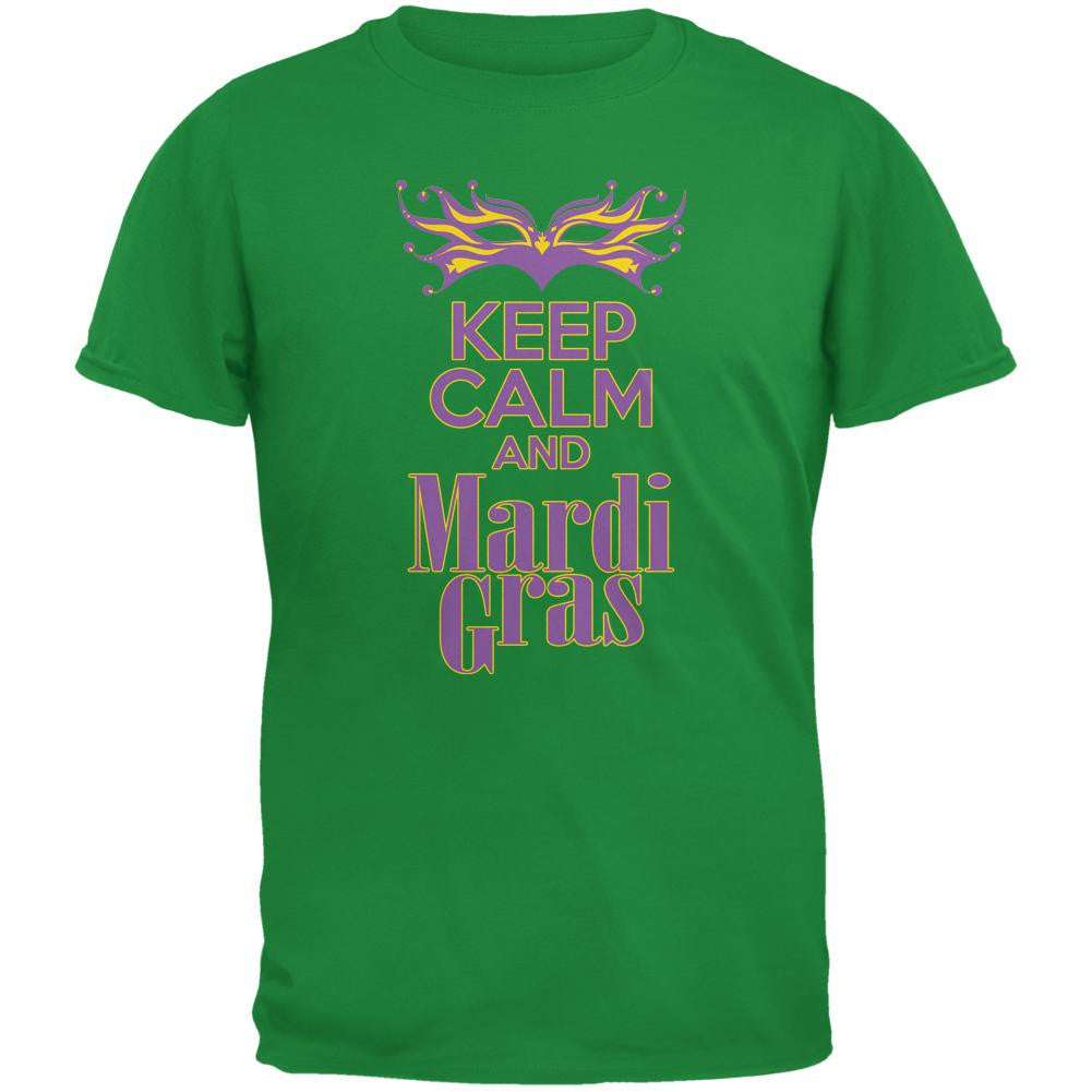 Mardi Gras Keep Calm Irish Green Adult T-Shirt Men's T-Shirts Old Glory 2XL Green 