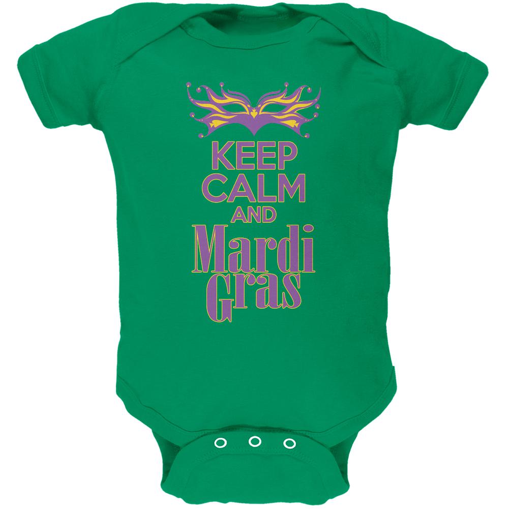 Mardi Gras Keep Calm Kelly Green Soft Baby One Piece Baby One Piece Old Glory 0-3M Green 