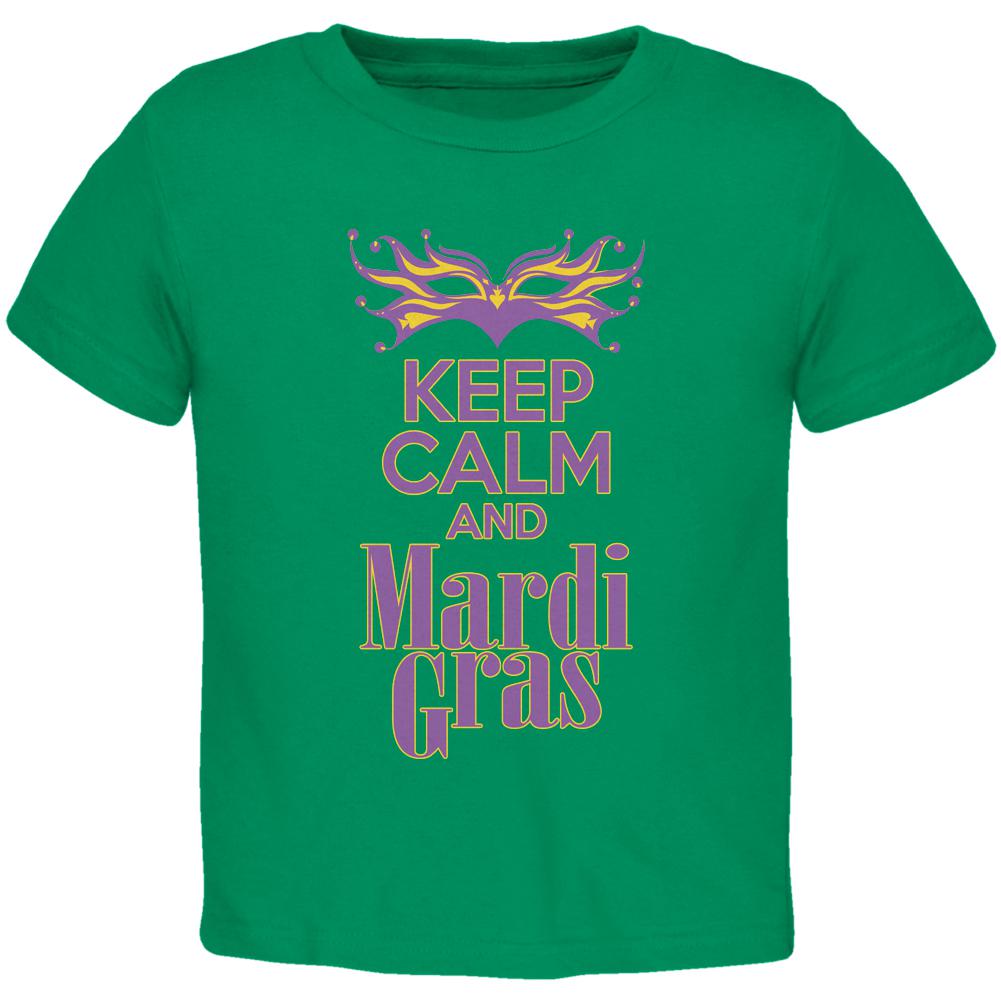 Mardi Gras Keep Calm Kelly Green Toddler T-Shirt Toddler T-Shirts Old Glory 2T Green 