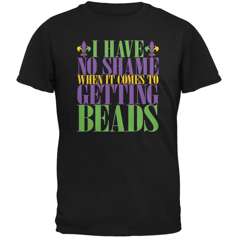 Mardi Gras No Shame Getting Beads Black Adult T-Shirt Men's T-Shirts Old Glory 2XL Black 